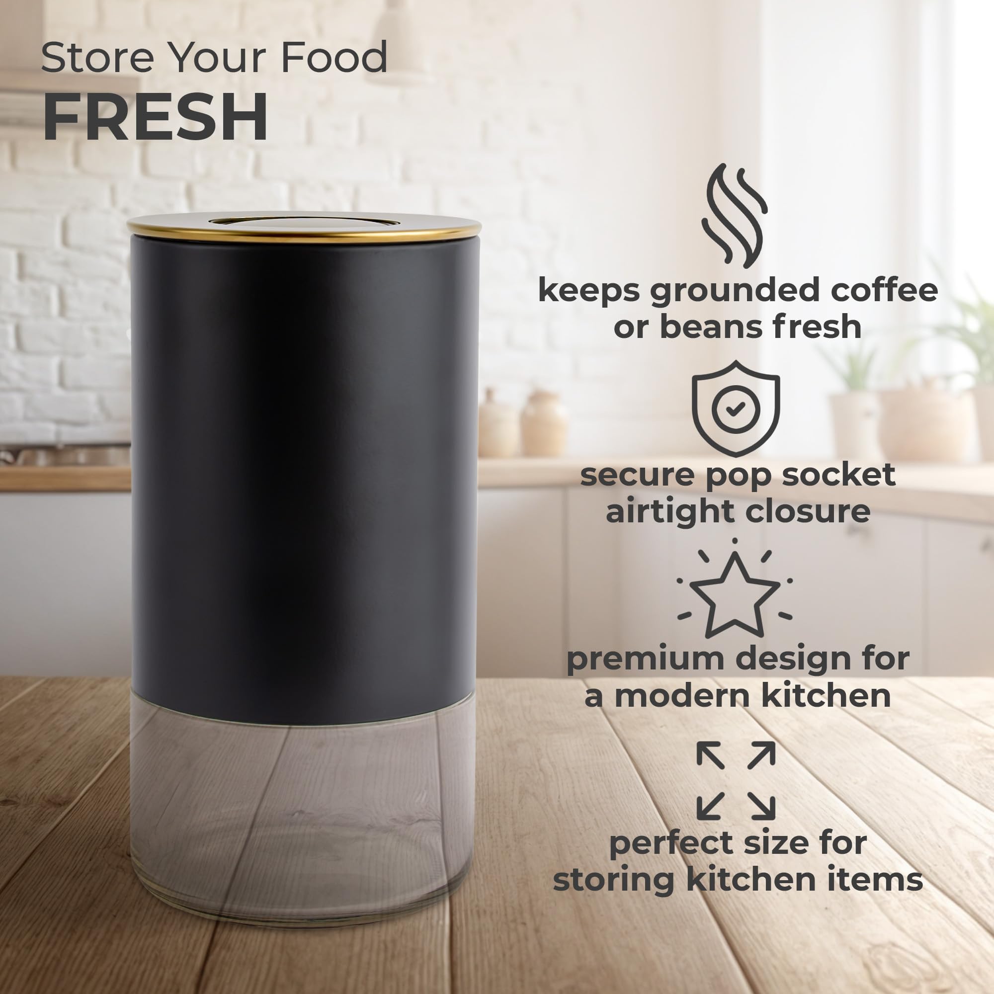 Amazon.com: Kaffe Glass Coffee Canister (12oz) w/Airtight Lid